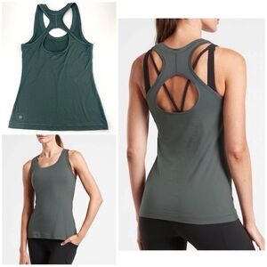Athleta Women’s Nitro Tank Top Keyhole Racerback Top Sz L Large Bali Green